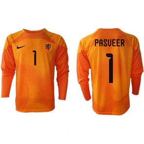 Lacne Muži Futbalové dres Holandsko Remko Pasveer #1 Brankarsky  MS 2022 Dlhy Rukáv - Preč